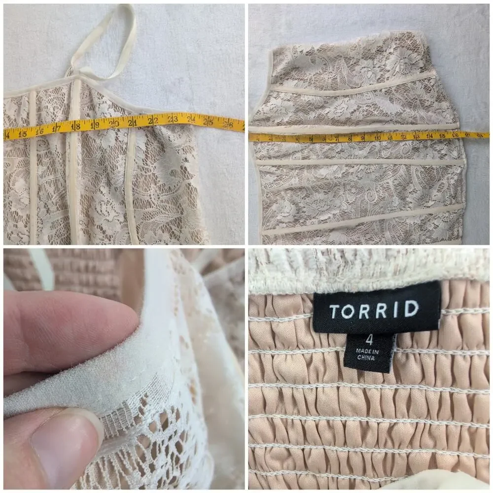 Torrid Lace Corset Smocked Back Crop Top Women's Women's 4X